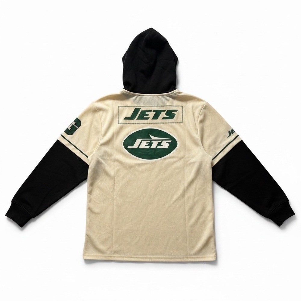 NWT NY Jets NFL Ultra Game Cream Green Black Hoodie Jersey Snaps Size Medium New - Picture 3 of 13